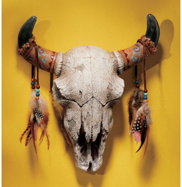 Cow Skull Spirit of the West Wall Sculpture Indian Native Totem Statue